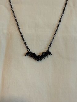 Black Bat Pendant Chain Necklace