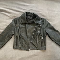 Cropped Black Leather Jacket By Sele 