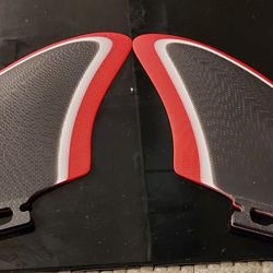 Red Black And White Twin Fin 100% Fiberglass Futures 