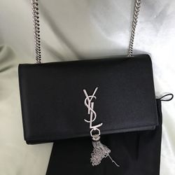 YSL Saint Laurent Kate Caviar Flap Chain Bag