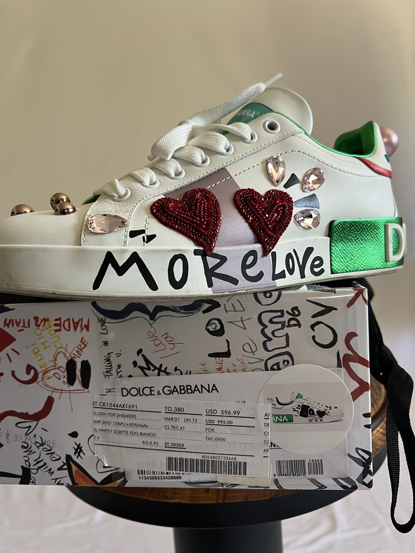 Authentic DOLCE AND GABBANA DG PORTO PEARL SNEAKERS MORE