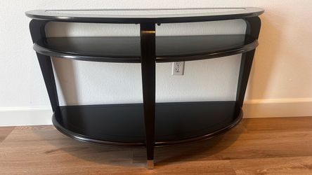 Black Demilune Console Table with Glass Top