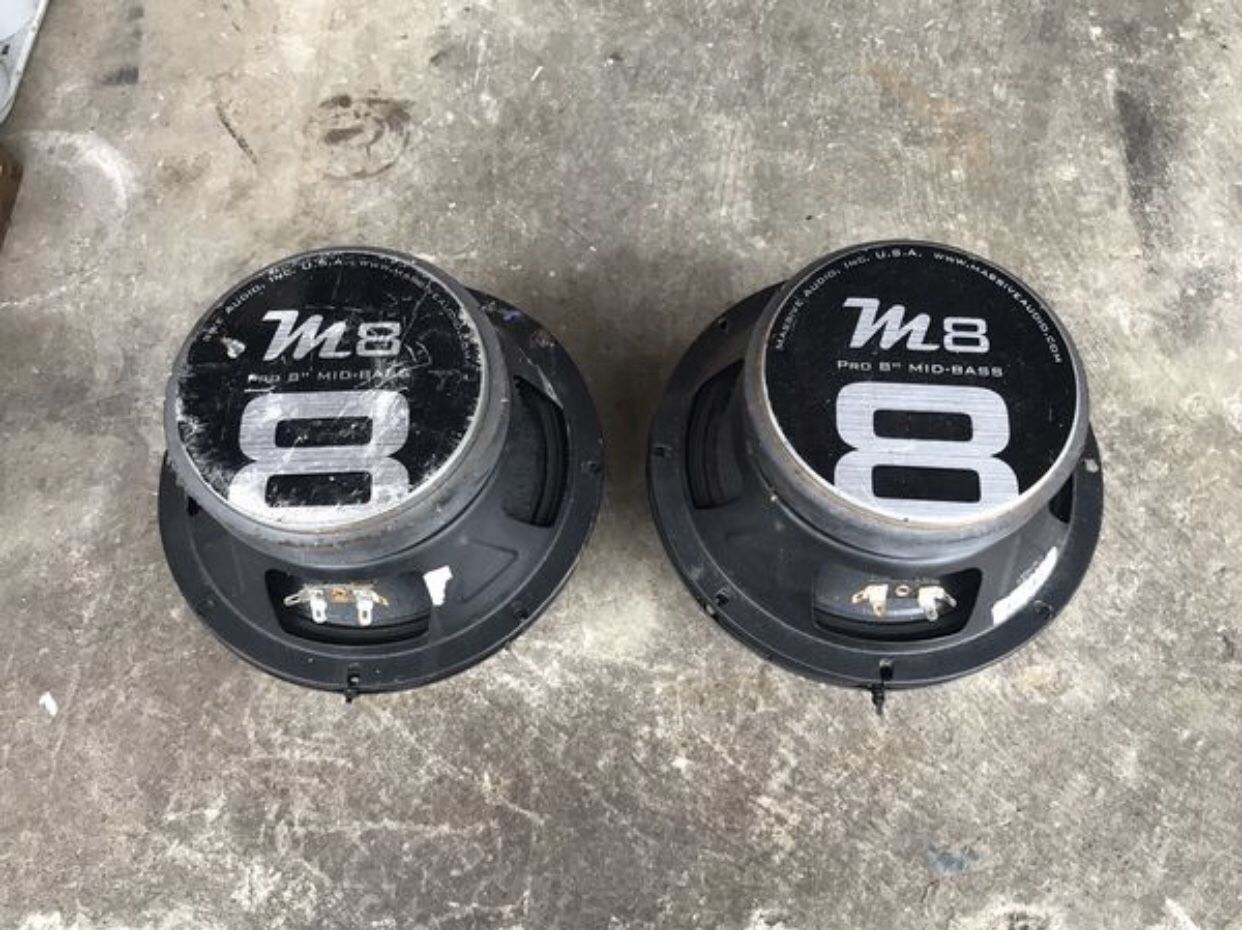 8” M8 Mid bass 1 pair 280 watt 8 ohm pro audio