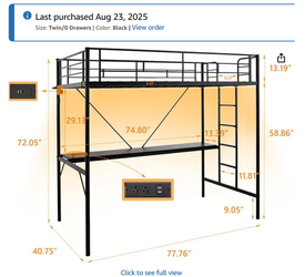 Metal loft bedframe