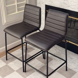 Brown Faux Leather Counter Stool 2pc
