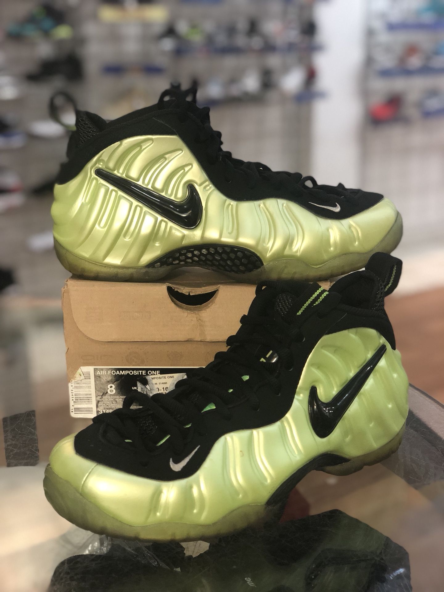 Electric green foams size 8