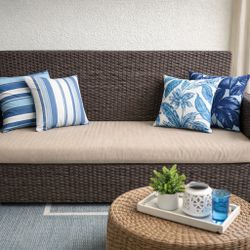 Kevin Charles Patio Loveseat Wicker Outdoor Sofa Lanai Furniture