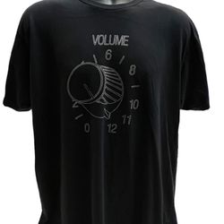 BustedTees XL Black Graphic T-Shirt | Funny Volume Knob to 12 Tee | Made in USA
