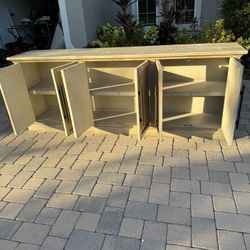 Solid Wood Sideboard / Buffet Cabinet – Extra Large, Rustic Light-Wash Finish 