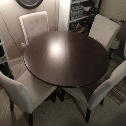 Dining Table With Extension Insert & 4 Fabric Chairs