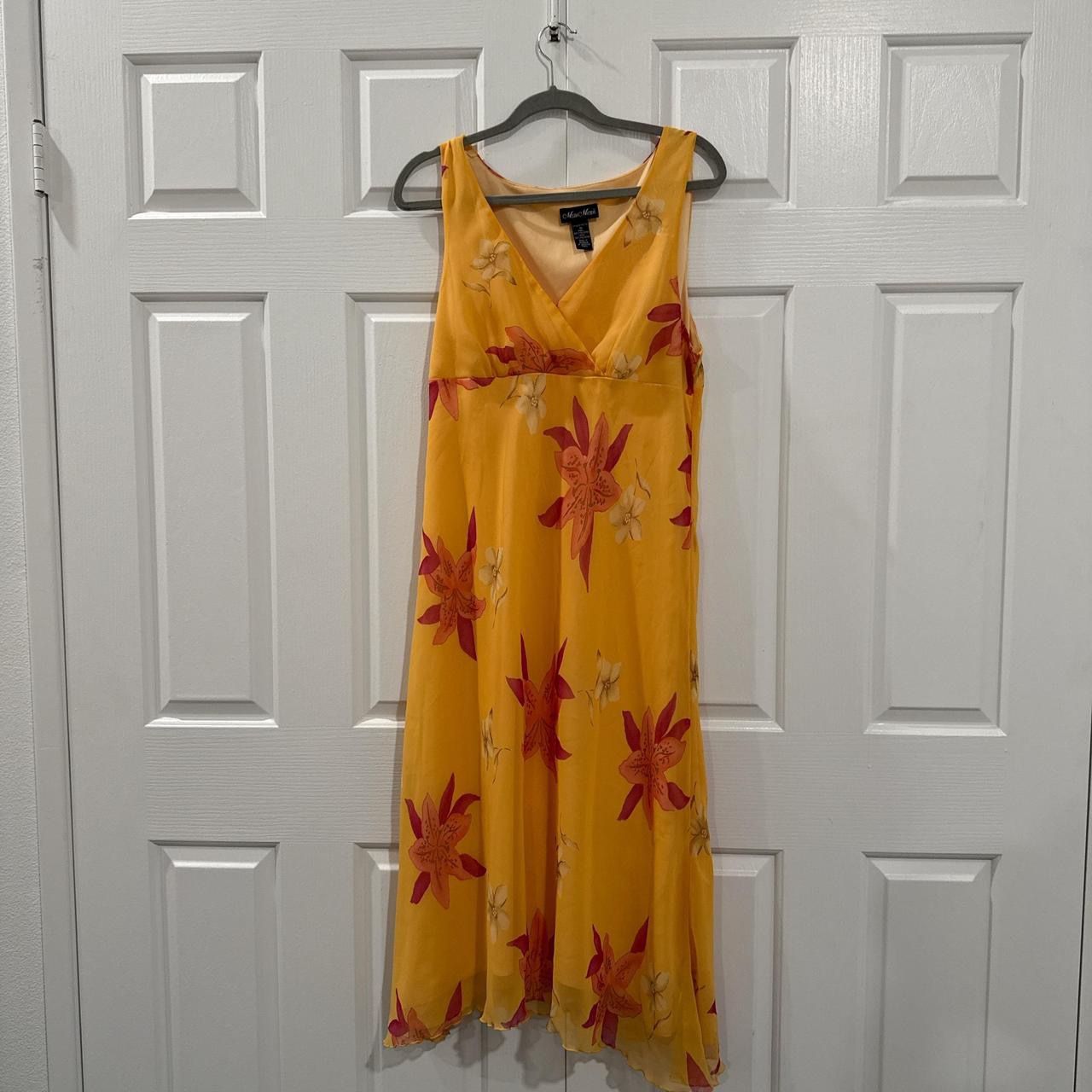 Good Condition | 16 Vintage Yellow Floral Maxi Dress