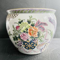 Koi Fish Floral Planter Cache Pot Beautiful 