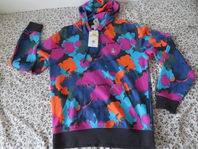 penguin FLORAL PRINT TERRY HOODIE M NWT