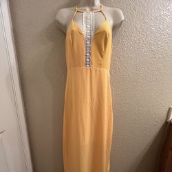 Tea N Cups Yellow Maxi Dress Sz.S