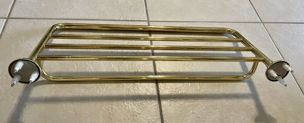 Brass Wall Mount Towel Bar And Shelf