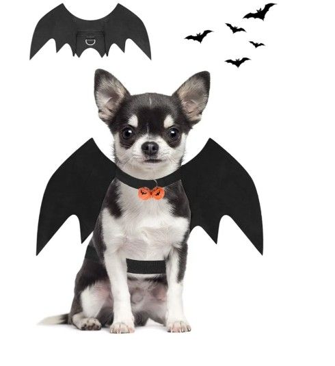 Halloween Dog Bat Wings Costume, Pet Halloween Cosplay Party Dress Up Costume for Small Dogs and Cats(S) Black.
