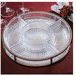 BEAUTIFUL CRYSTAL AND CHROME SERVING DISH