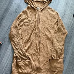 Abound brown hooded knit open cardigan sweater with pockets long sleeve XL