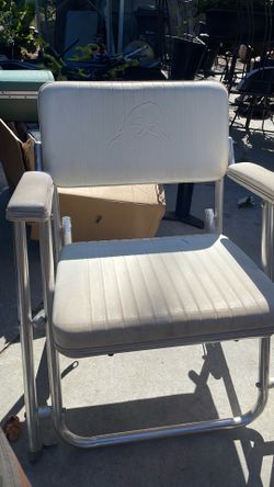 EEz-On folding marine deck chairs in white leather