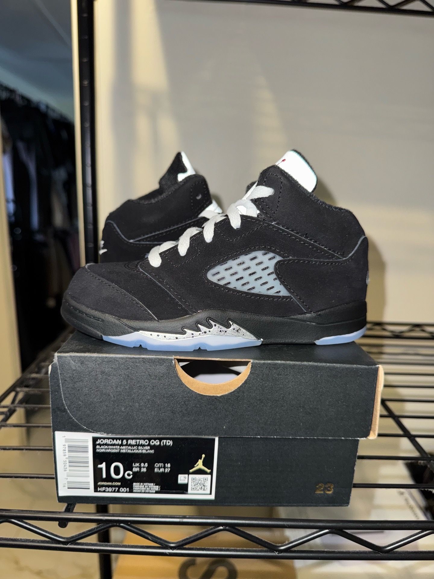 Air Jordan Retro 5 OG Reimagined Black Metallic Sz 10C (TD)