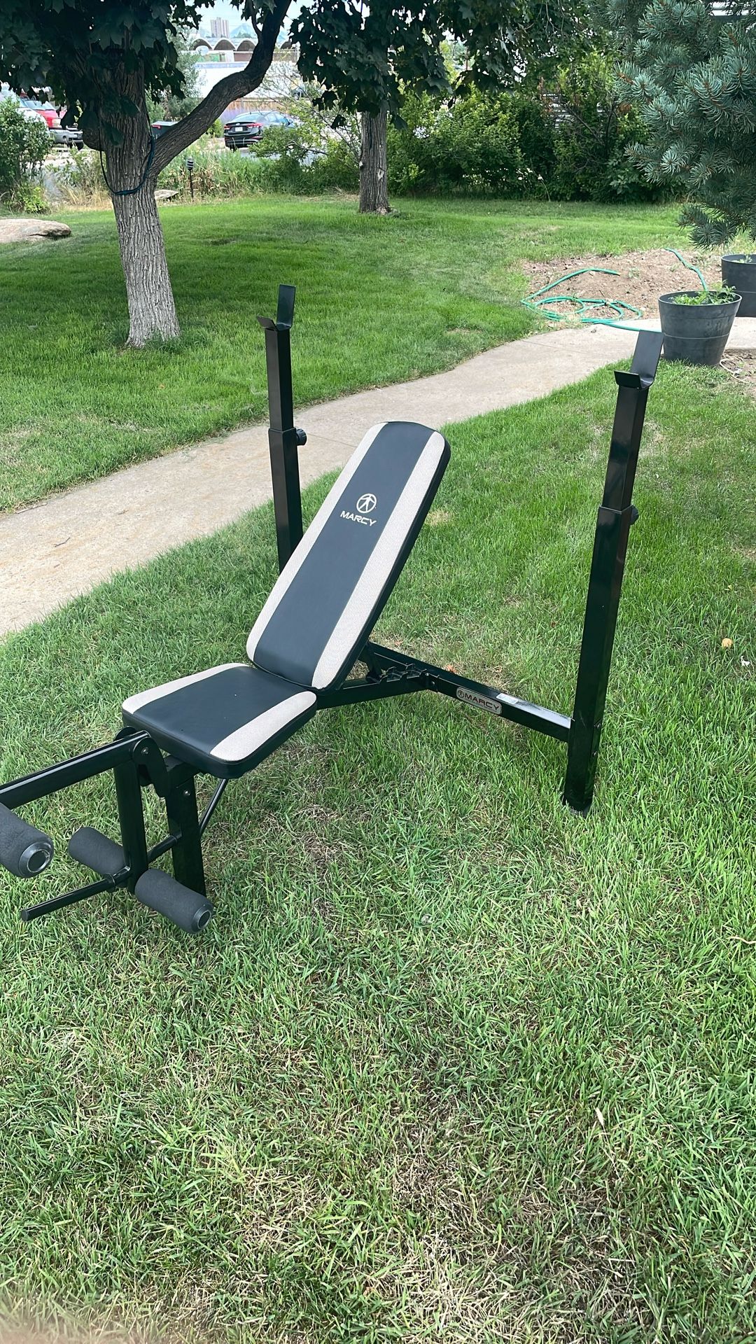 Adjustable Weight Bench w/ Leg Developer & Barbell Rack