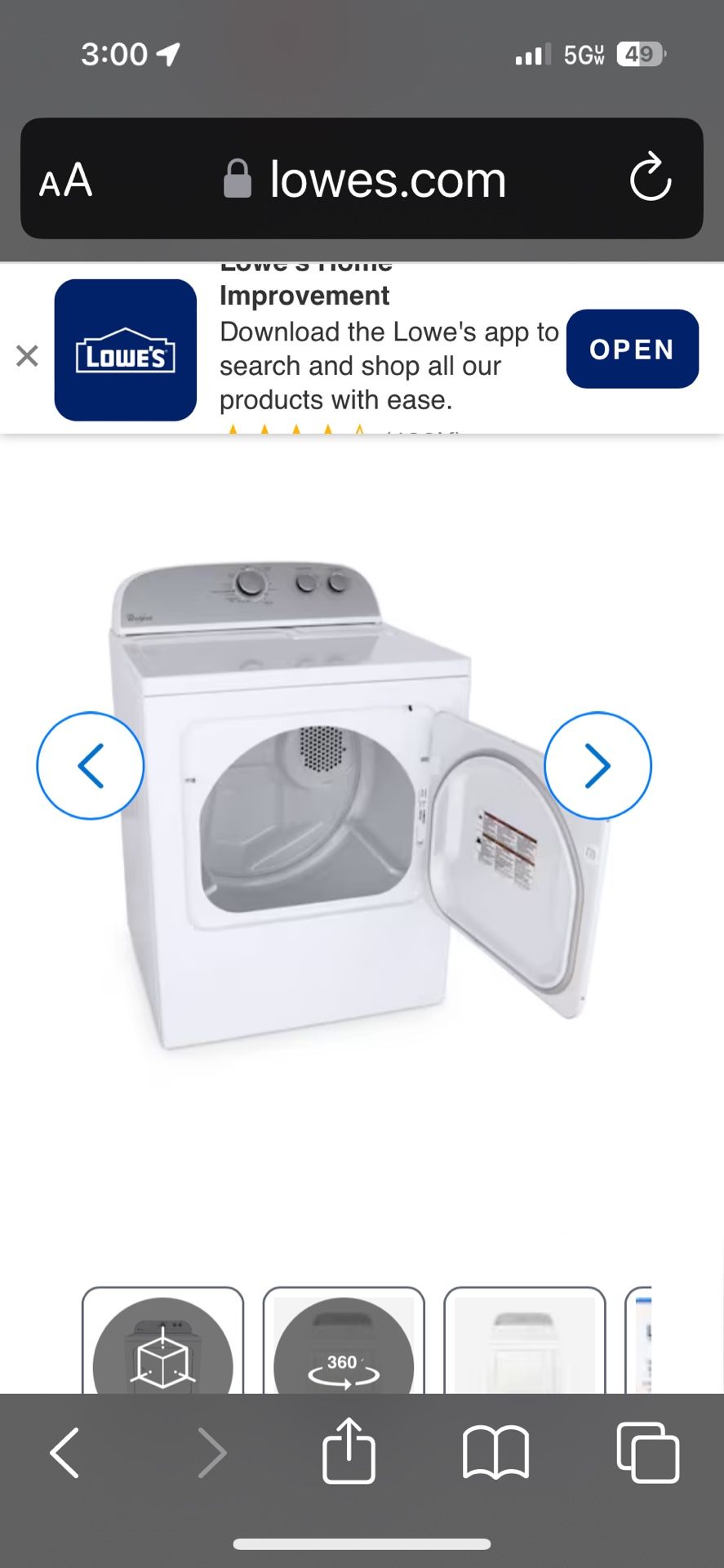 Whirlpool Extra Large Vented Air Dryer