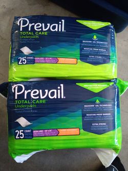 2 Packages Large Prevail Total Care Underpads