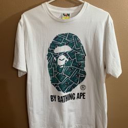 BAPE A Bathing Ape White American Express Credit Card Graphic T-Shirt -L