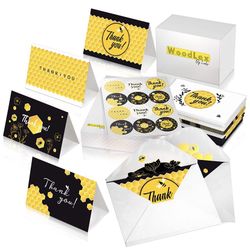 NEW Thank You Cards with Envelopes - Cute Bee Design - Bulk Pack of 60 Blank Cards with Envelopes and Stickers - Funny Thank You Cards Baby Shower, Bi
