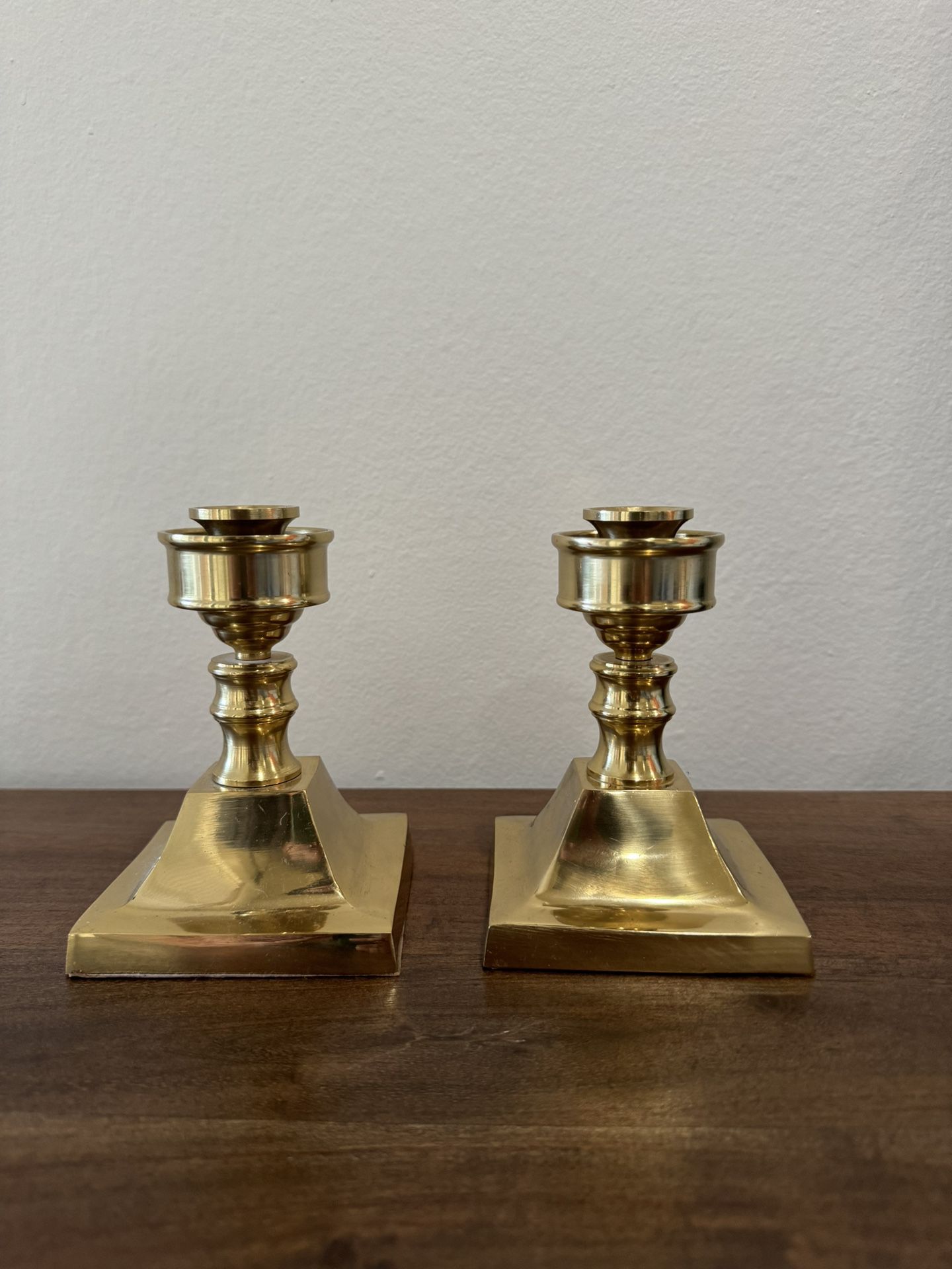 pair of gold brass vintage candlesticks