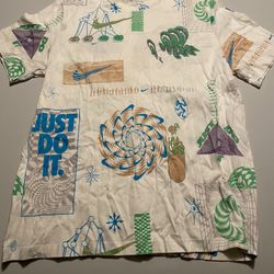 Nike psychedelic all over print Shirt Anarchic Adjustment Rave EDM Brain Dead