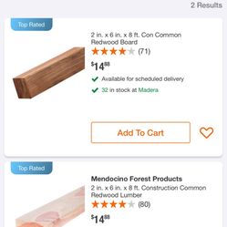 Redwood (11) 2 X 6 X 8