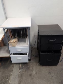Rolling Office Storage Carts with Drawers – Set of 2