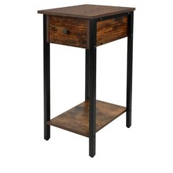 Nightstand Side Table with Wooden Drawe
12" D x 12"W x 27" H