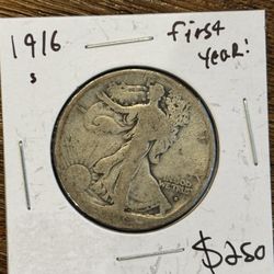 1916-S Walking Liberty Half Dollar – First Year Walker