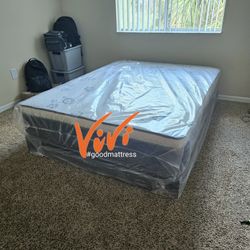 QUEEN PILLOW TOP MATTRESS WITH BOX SPRING 2PC. BED FRAME ISN'T AVAILABLE