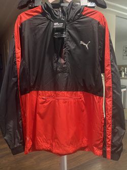 Puma Pivot Half Zip Windbreaker jacket in red and black