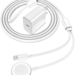 2 in 1 Magnetic Fast Charging Cable for Apple Watch & iPhone - Compatible with Series 1-8 & iPhone 11-14