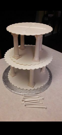 3 tier cake separator plate and pillar set