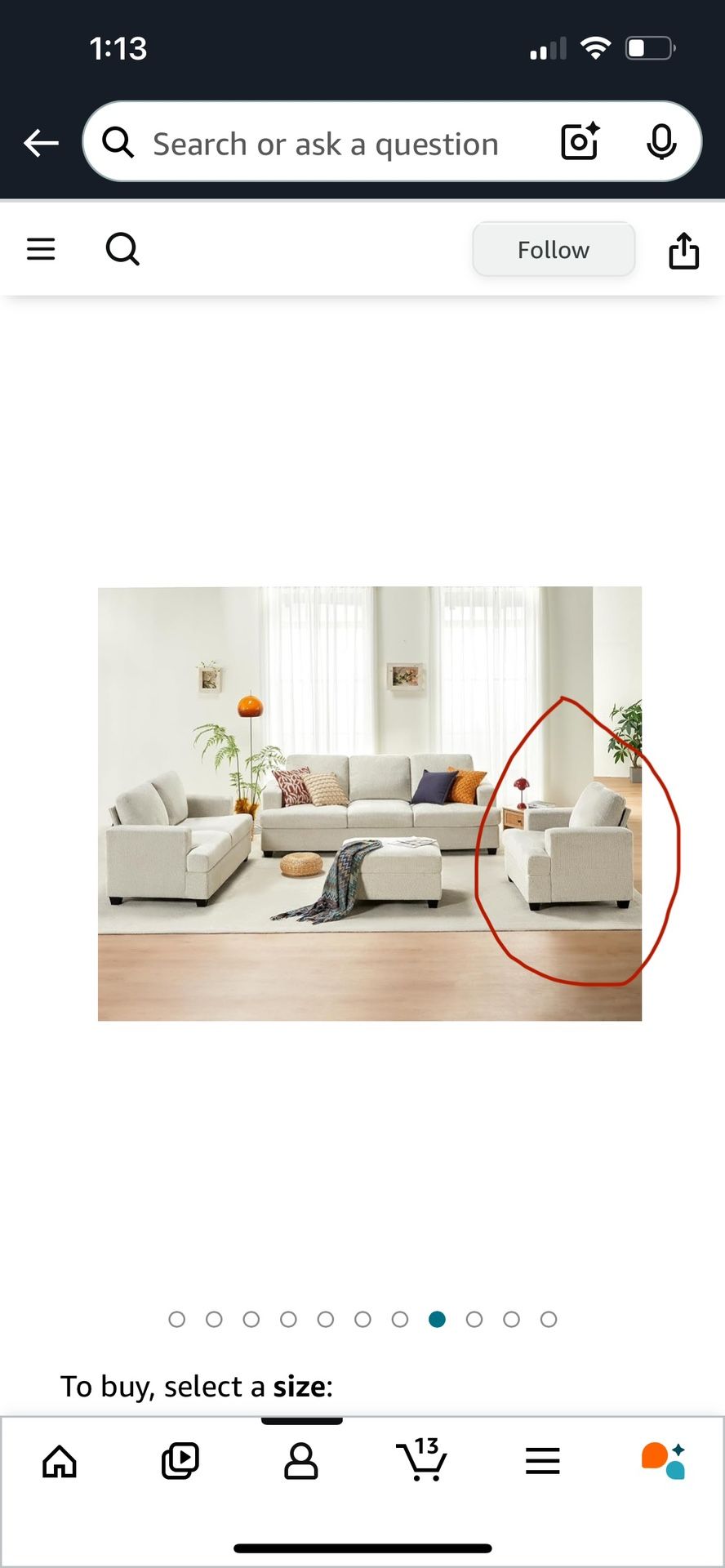 Comfy Sofa Couch with Extra Deep Seats, Modern Sofa- Armchair