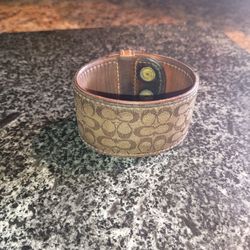 Authentic Coach Tan Leather Monogram Cuff Bracelet