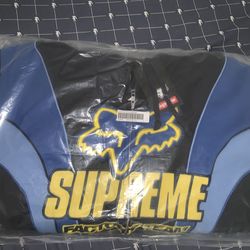 Supreme Fox Racing Zip Up Hooded Sweatshirt Blue Size Large