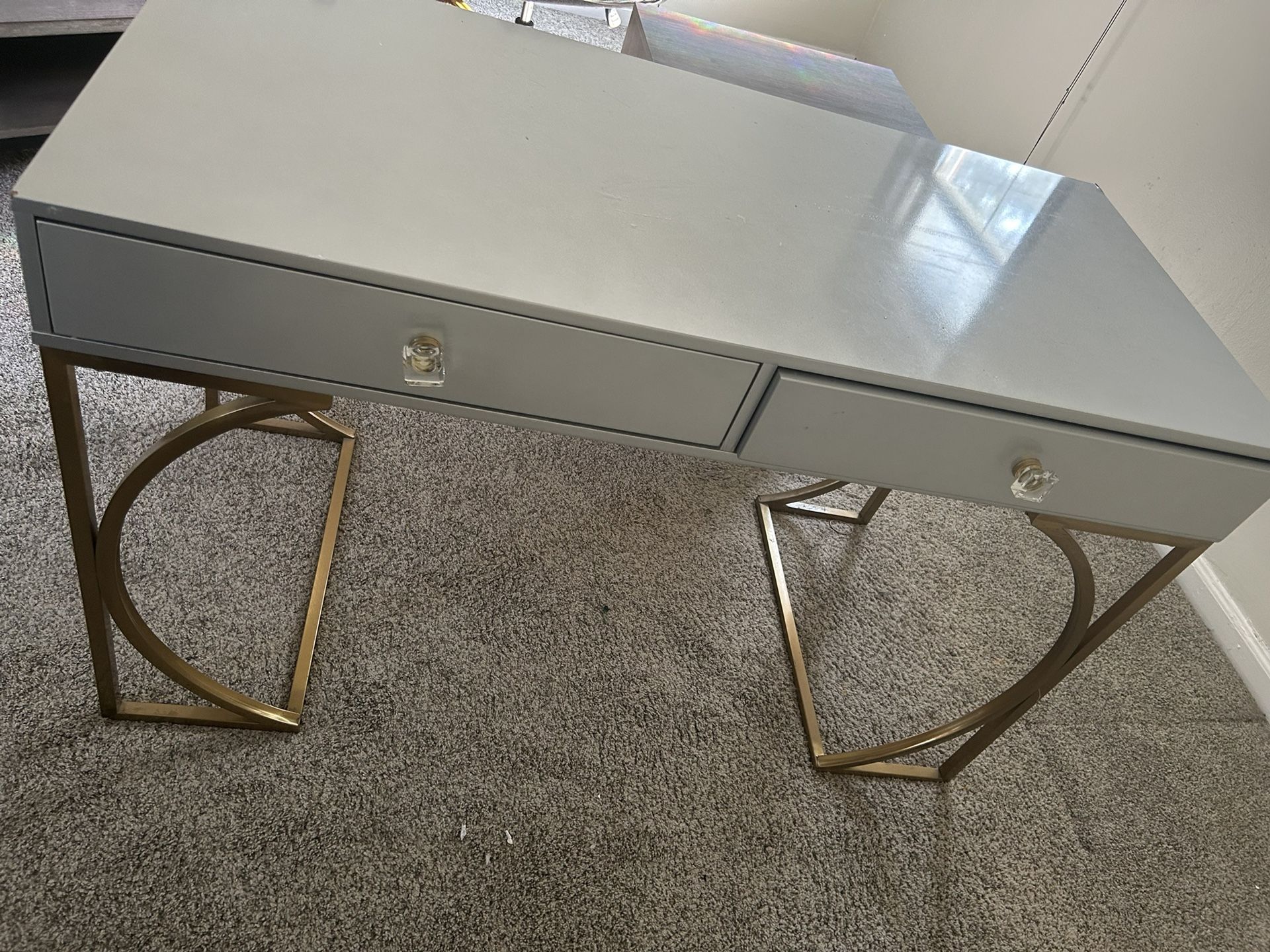 Modern Dressing Table (Grey & Gold)