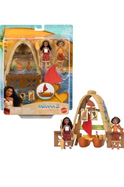 Mattel Disney Moana 2 Toys, Moana & Loto’s Workshop Playset with 2 Small Dolls,