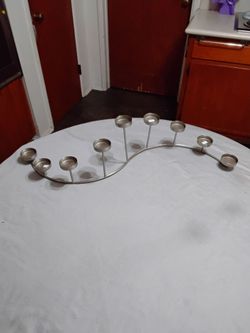 Silver Metal 9-Arm Tealight Candle Holder