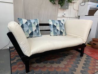 Wooden Day Bed w/ Blue & Green Accent Pillows
