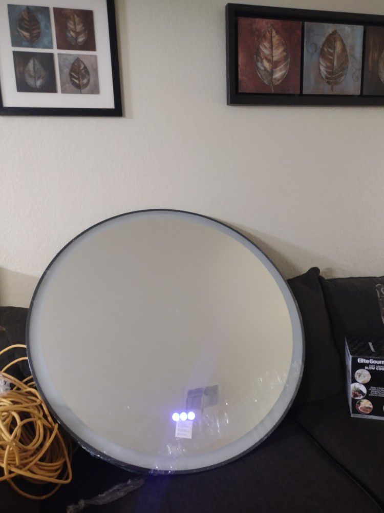 Mirror With Led Lighting And Defogger 