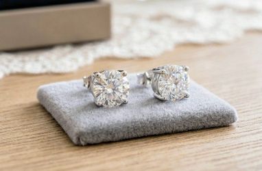 Lab diamond earring sterling silver