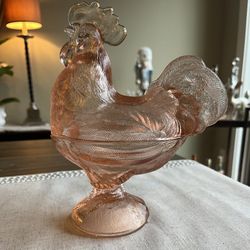 Vintage Mosser/ Westmoreland Mould Glass Standing Rooster Transparent Pink