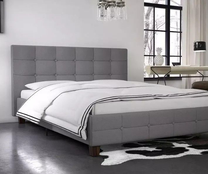 Atwater living ryder gray linen upholstered bed